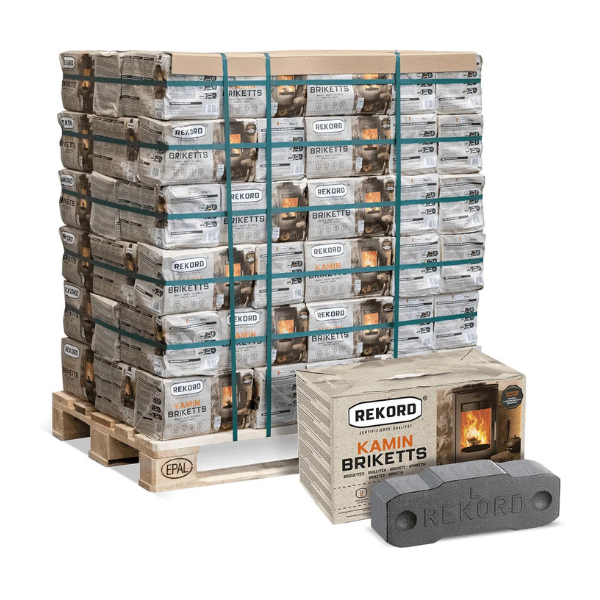 REKORD Braunkohlebriketts – 900 kg Palette (90 x 10 kg), Dauerbrand, aus Lausitzer Braunkohle