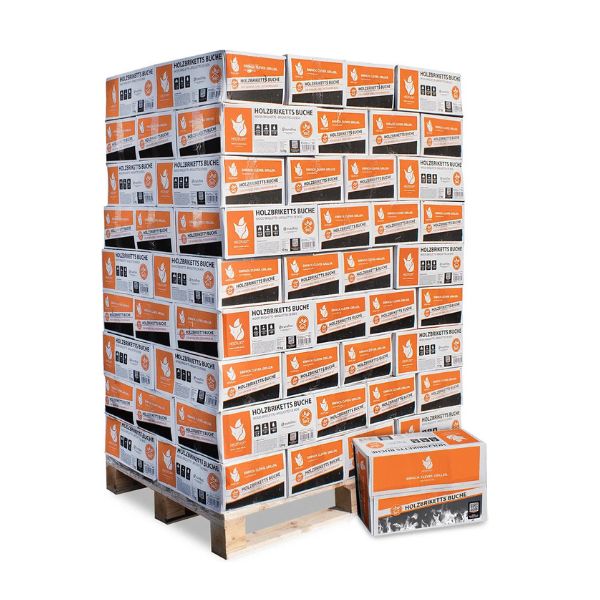 Heizfuxx Nestro Hartholzbriketts – 972 kg Palette (81 x 12 kg Kartons)