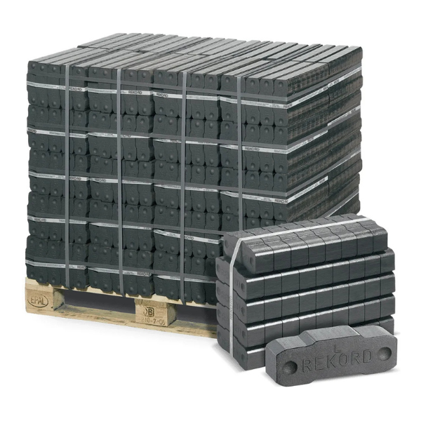 REKORD Braunkohlebriketts – 1.000 kg Palette (40 x 25 kg), Dauerbrandbriketts aus Lausitzer Braunkohle