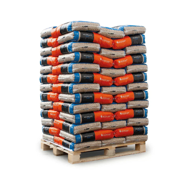 Heizfuxx Holzpellets Blau – 975 kg Palette (65 x 15 kg), Buche &amp; Eiche, DIN A1 zertifiziert